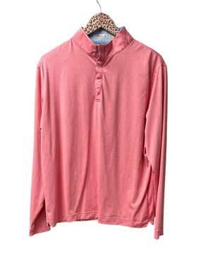 Peter Millar Featherweight Mens Long Sleeve Pullover Coral Pink Large